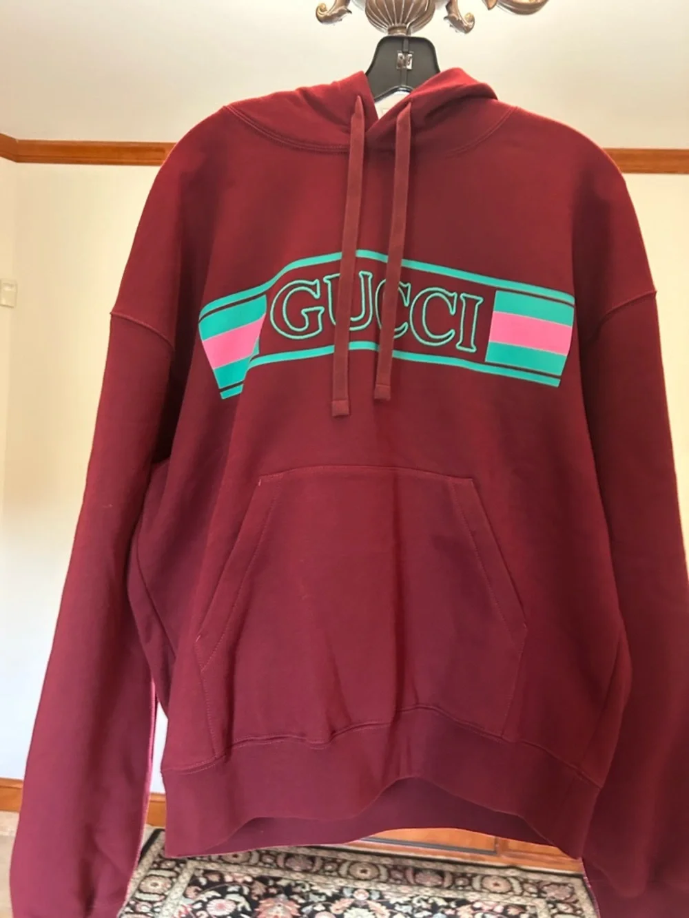 Men's Gucci jersey, cotton hoodie, vibrant logo size medium, made in Italy